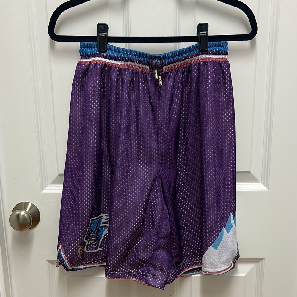 NBA Utah Jazz Purple Mesh Basketball Shorts Retro Mountain‎ Logo Mens Large